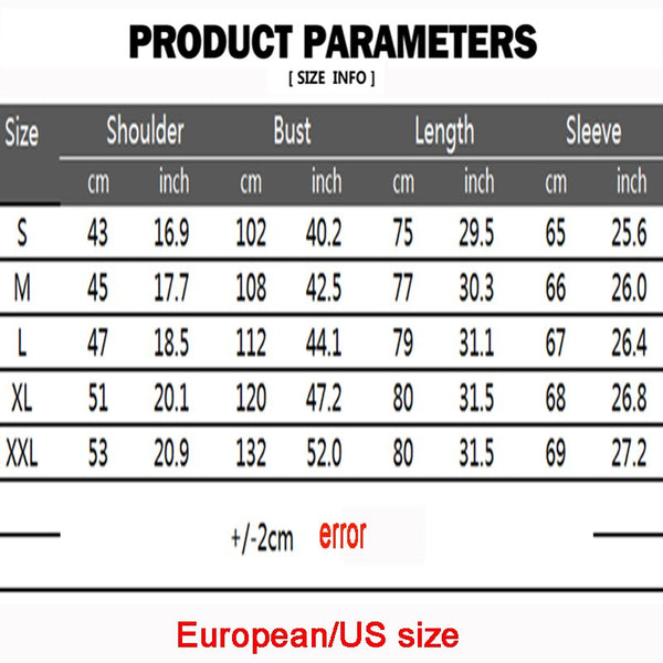 chinese size to european