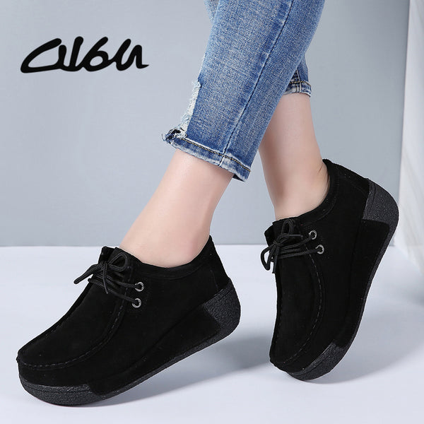 womens flat leather lace up shoes