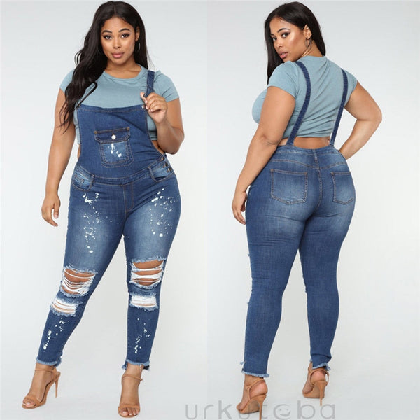 destroyed denim jumpsuit