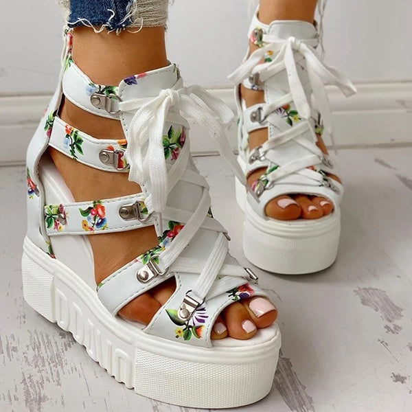 high heel floral shoes