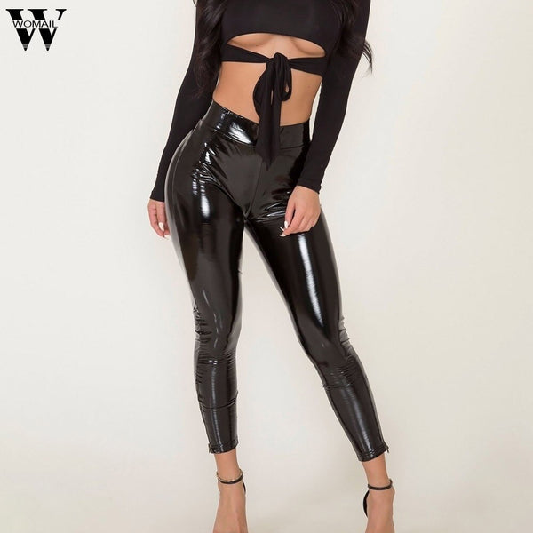 high waisted skinny leather trousers