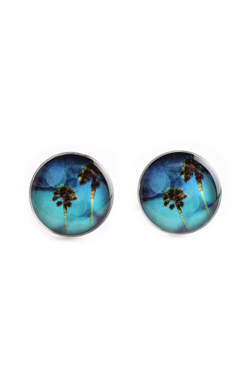 BLUE SKY PALM TREE CUFFLINKS