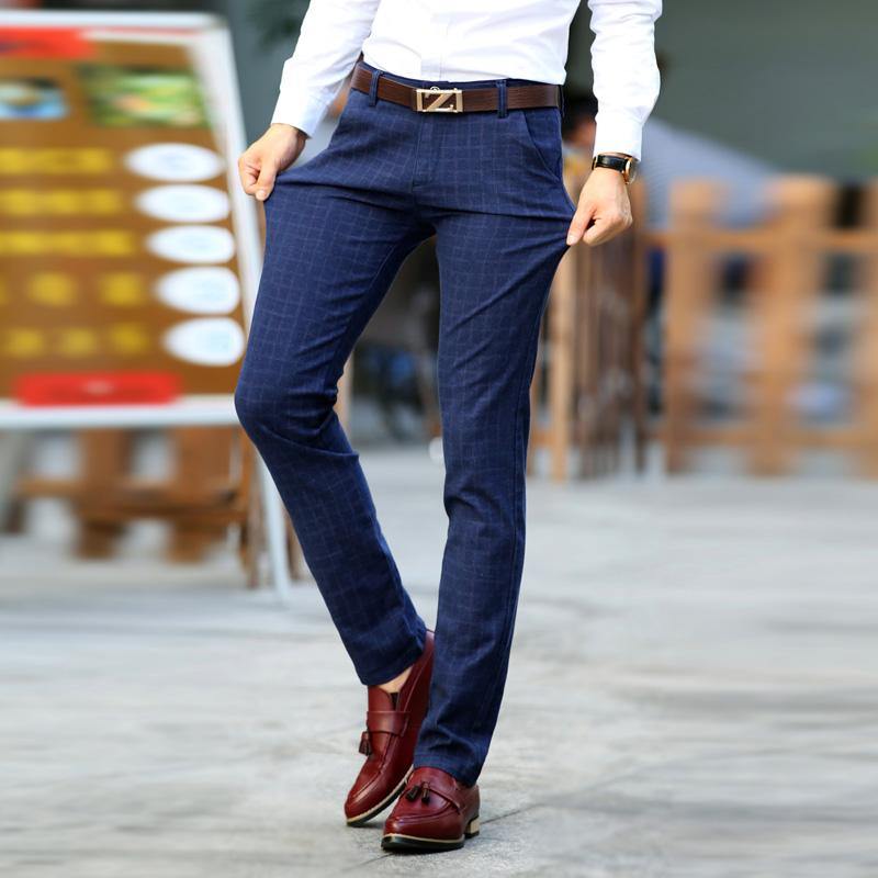 men's business casual blue pants