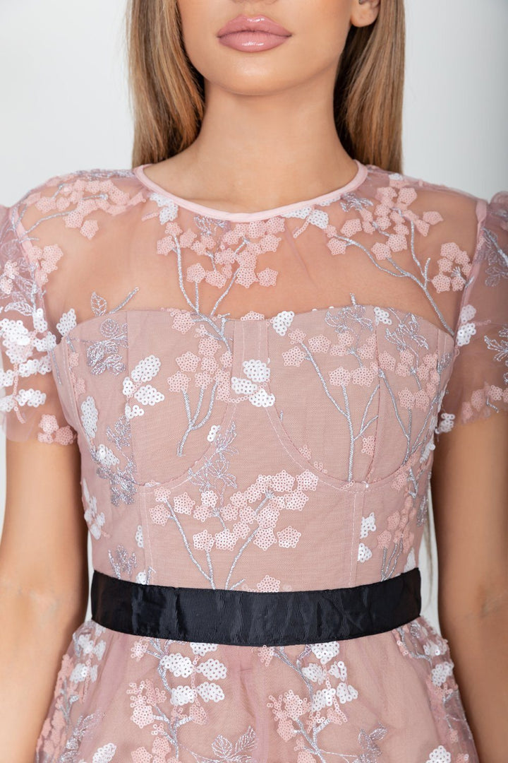 eleanor lace floral dress in pink