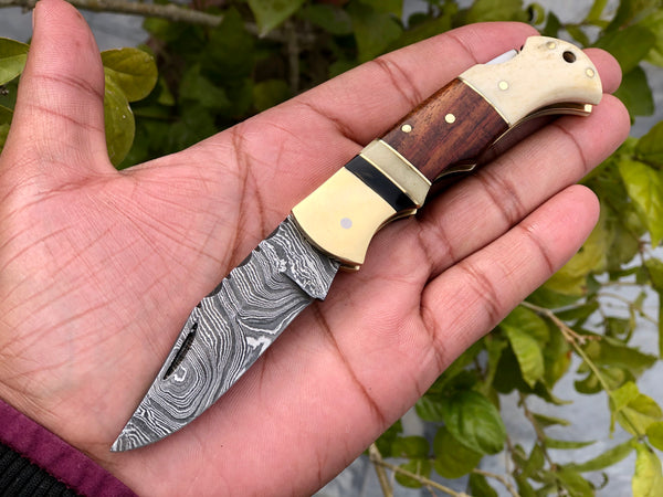 Græder tre bryst Beautiful Custom Handmade Damascus Blade EDC Folding Pocket Knife – KBS  Knives Store