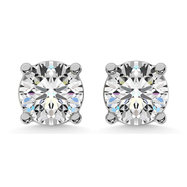 1/2 Carat tw 6 Prong Round Diamond Solitaire Stud Earrings in 14K Yellow Gold (k-l Color, I2-i3 Clarity), Women's, Size: One size, White