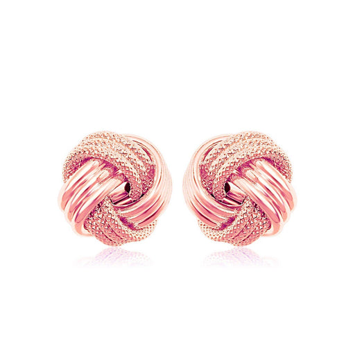 High Polish Love Knot Stud Earrings in Yellow Gold