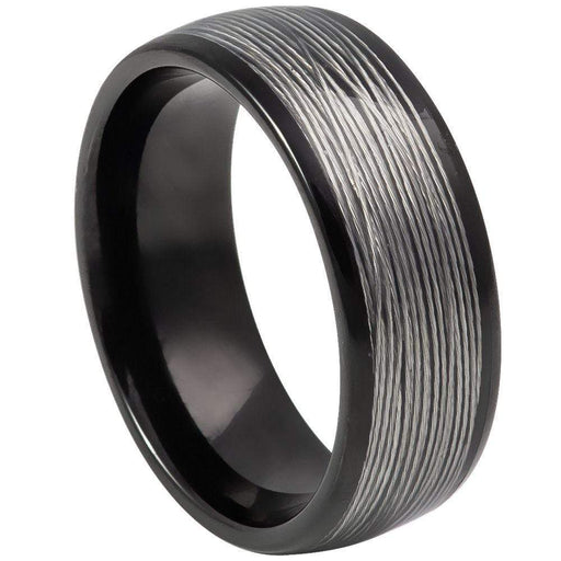 Ator Men’s Two Tone Black & Gun Metal Tungsten Wedding Band - 14 / 8mm / Black