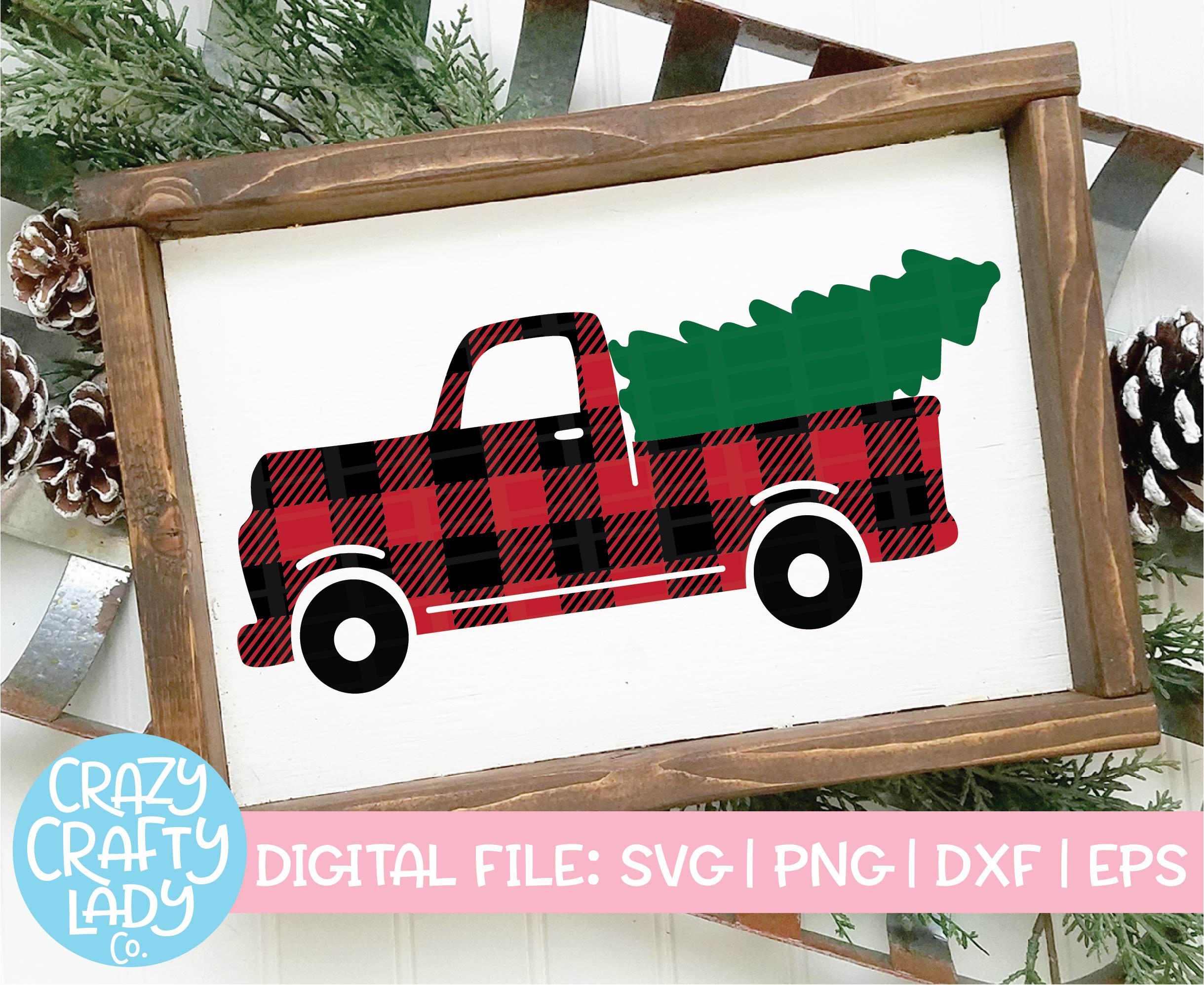 Download Buffalo Plaid Christmas Tree Truck Svg Cut File Crazy Crafty Lady Co