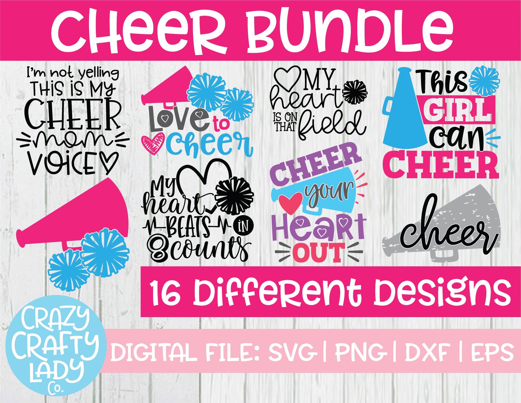 Download Cheer SVG Cut File Bundle - Crazy Crafty Lady Co.
