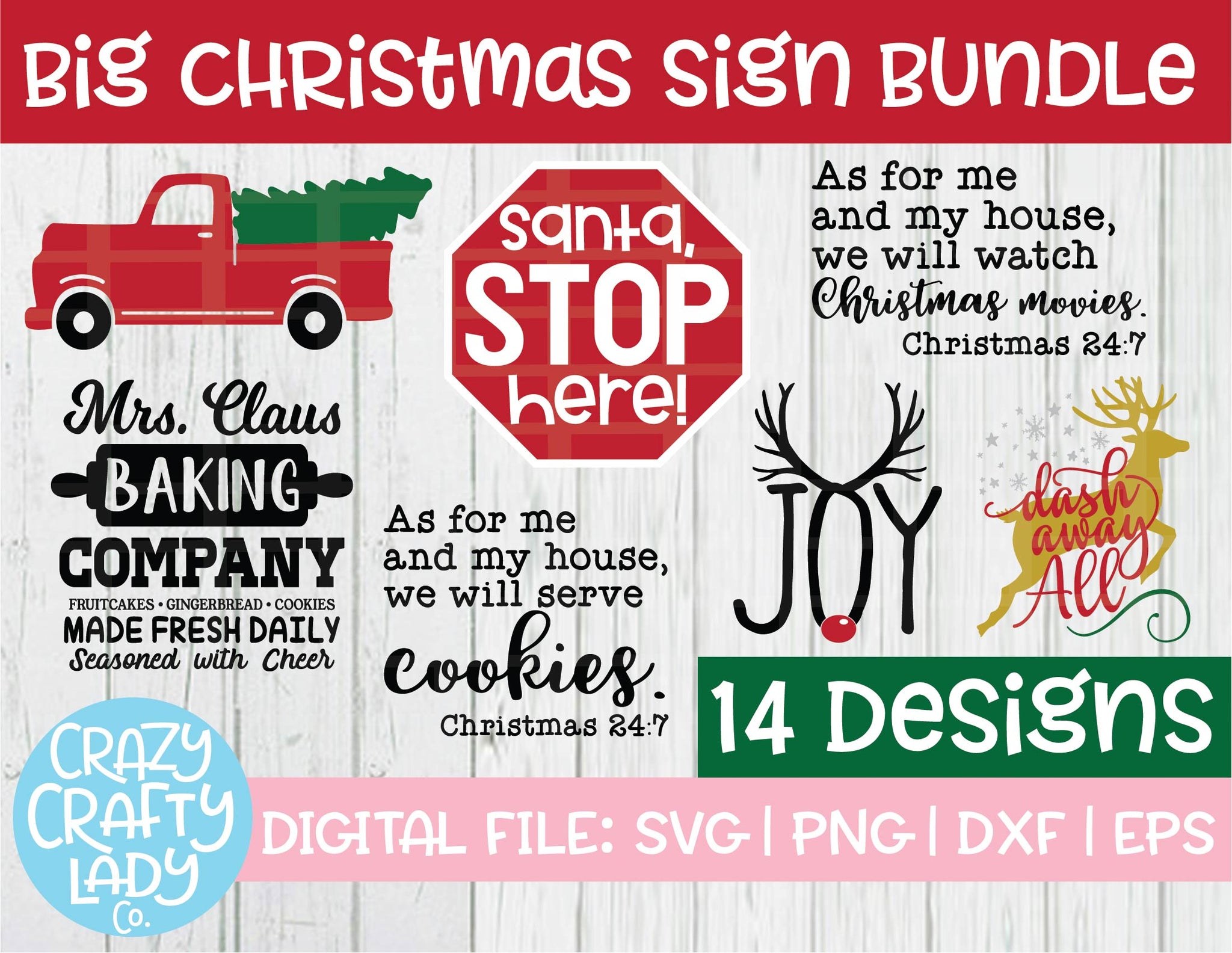 Download Big Christmas Sign Svg Cut File Bundle Crazy Crafty Lady Co