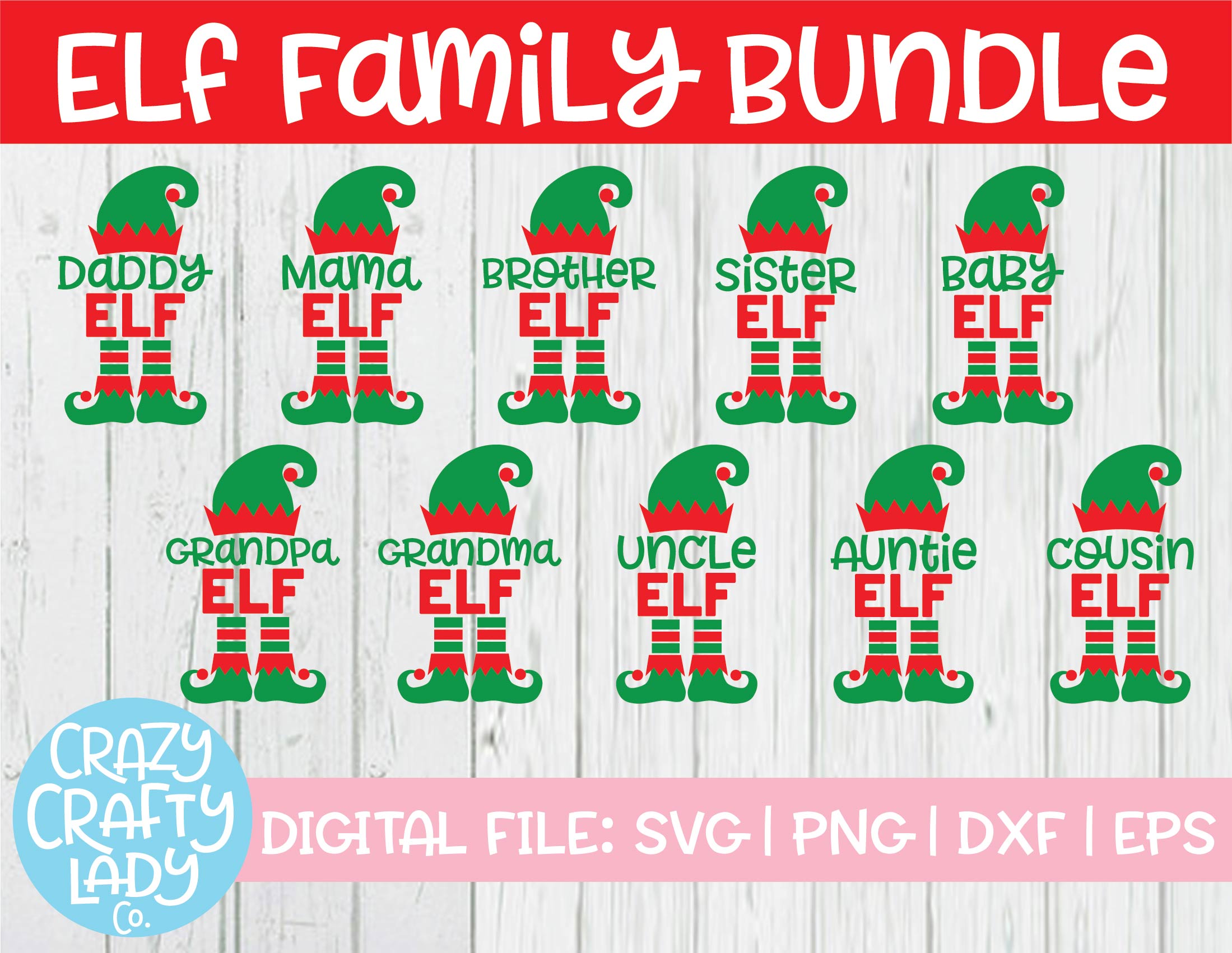 Download Elf Family Svg Cut File Bundle Crazy Crafty Lady Co