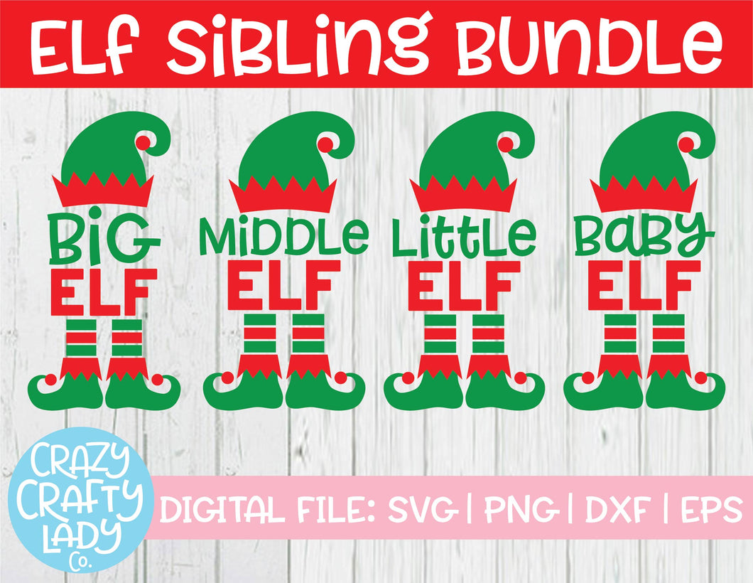 Download Elf Sibling Svg Cut File Bundle Crazy Crafty Lady Co