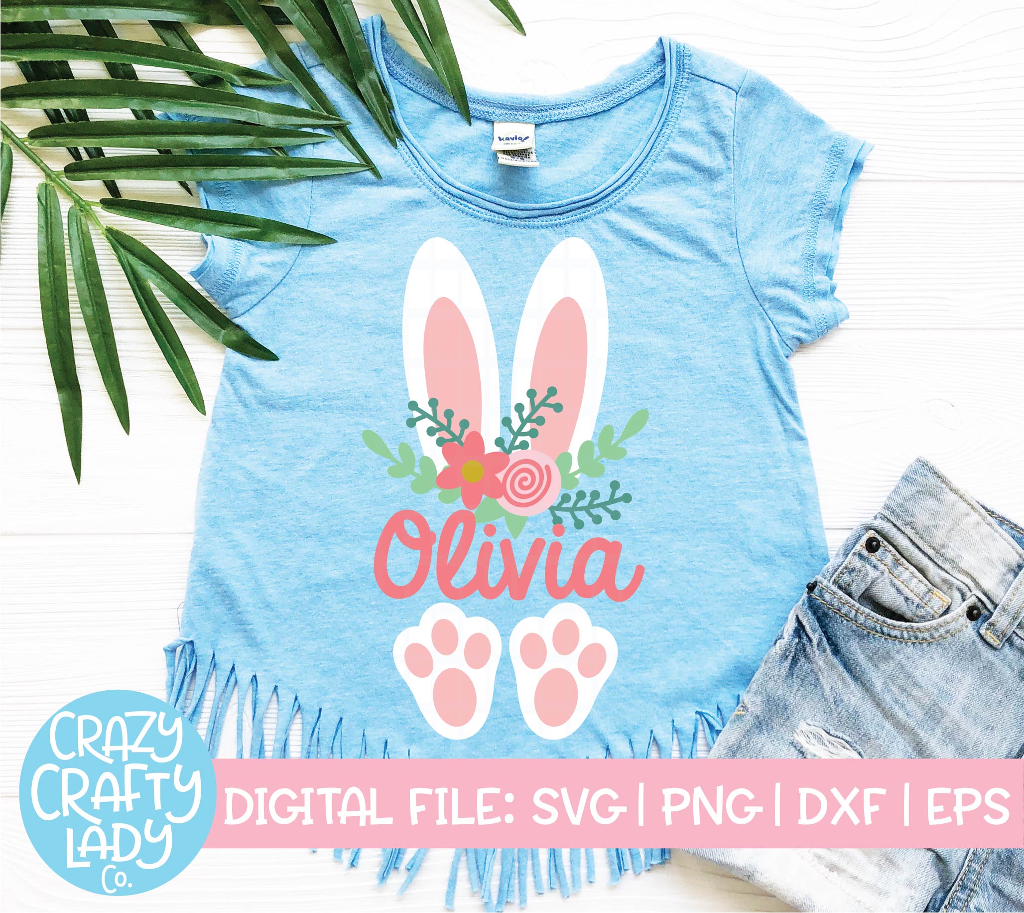 Download Floral Bunny Ears Feet Svg Cut File Crazy Crafty Lady Co