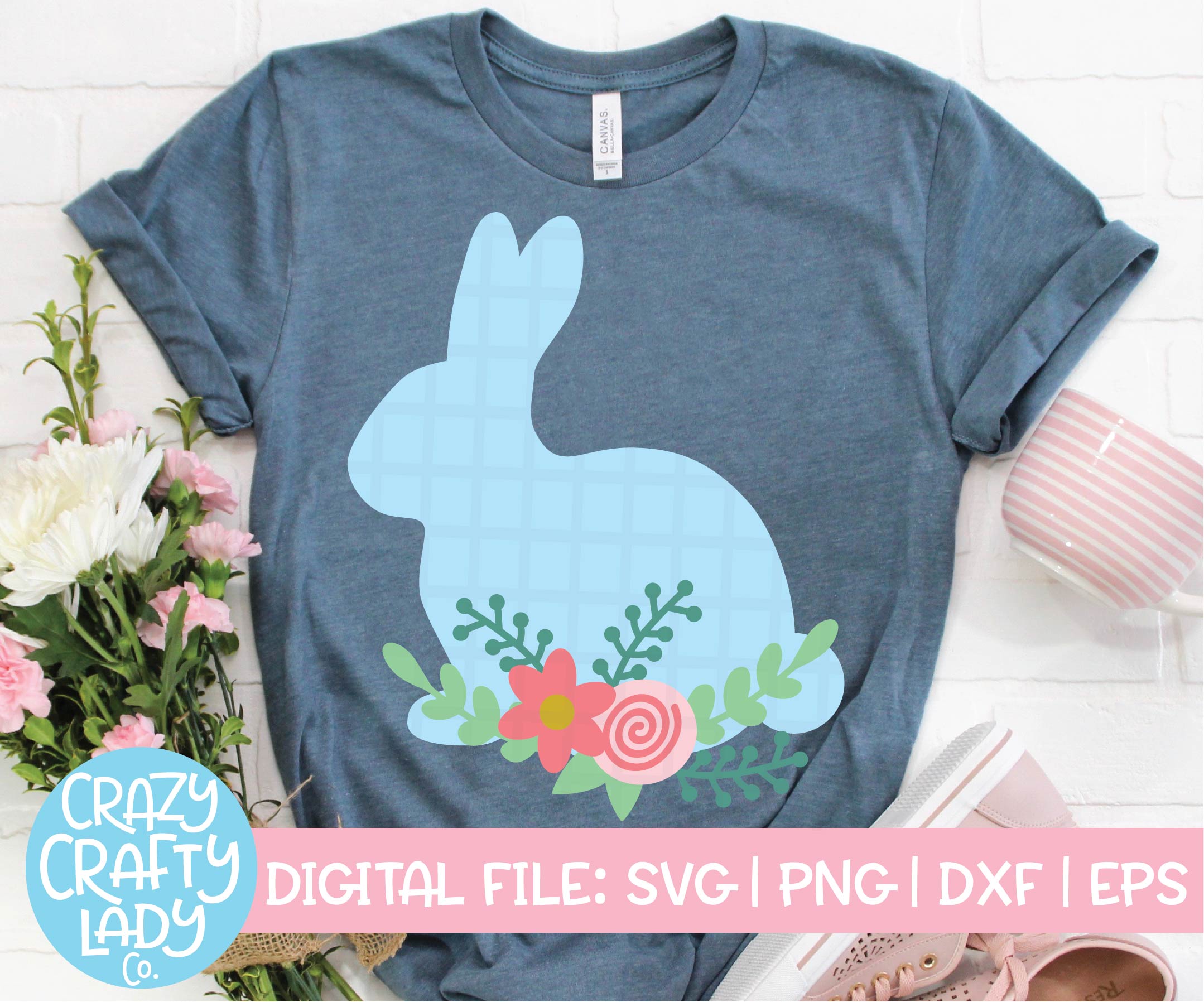 Download Floral Bunny Svg Cut File Crazy Crafty Lady Co