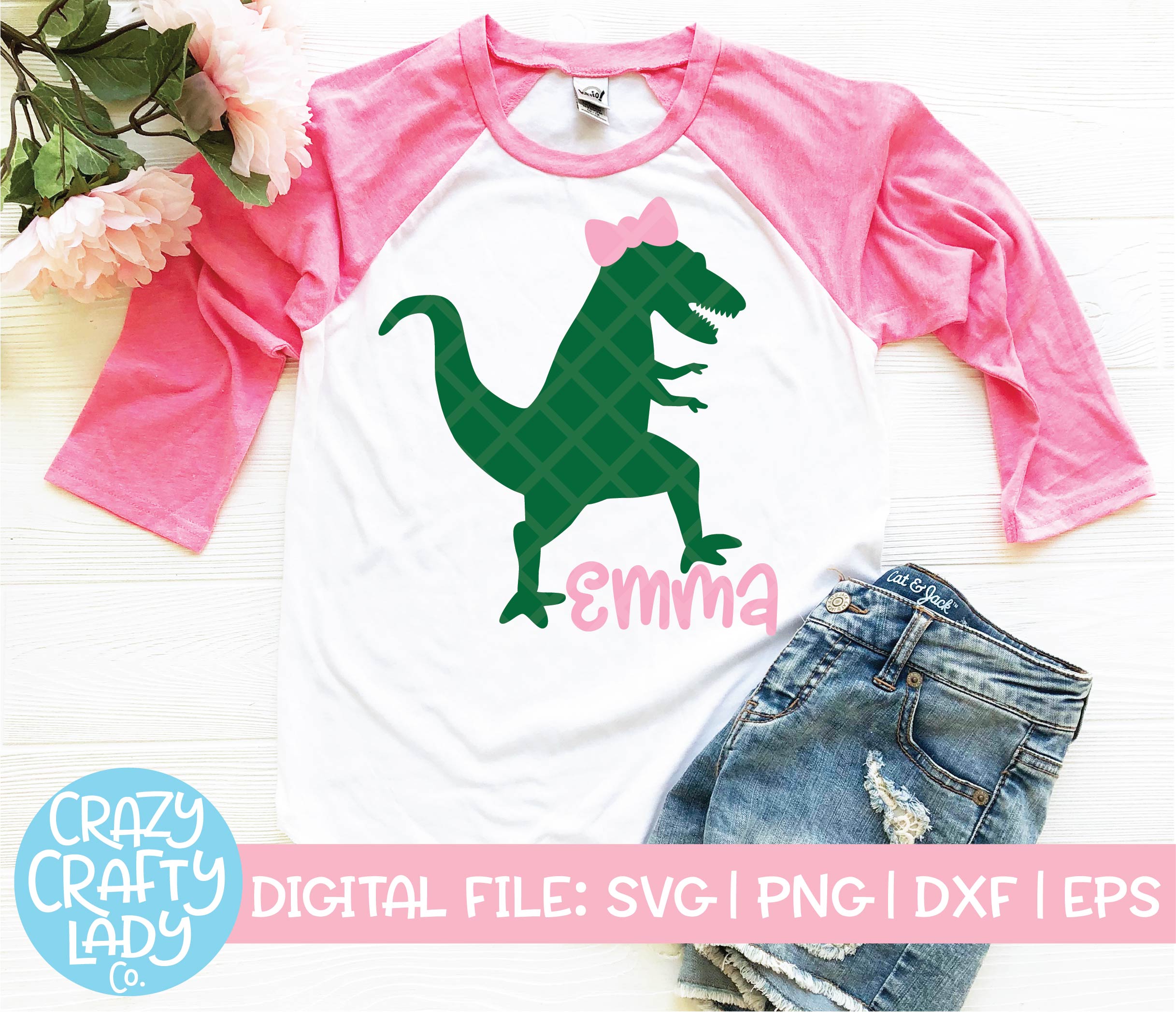 Download Girl S Dinosaur Svg Cut File Crazy Crafty Lady Co