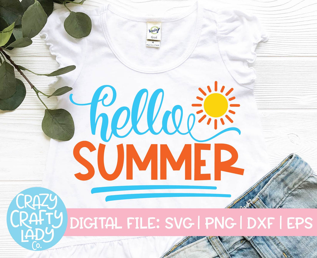 Download Hello Summer Svg Cut File Crazy Crafty Lady Co