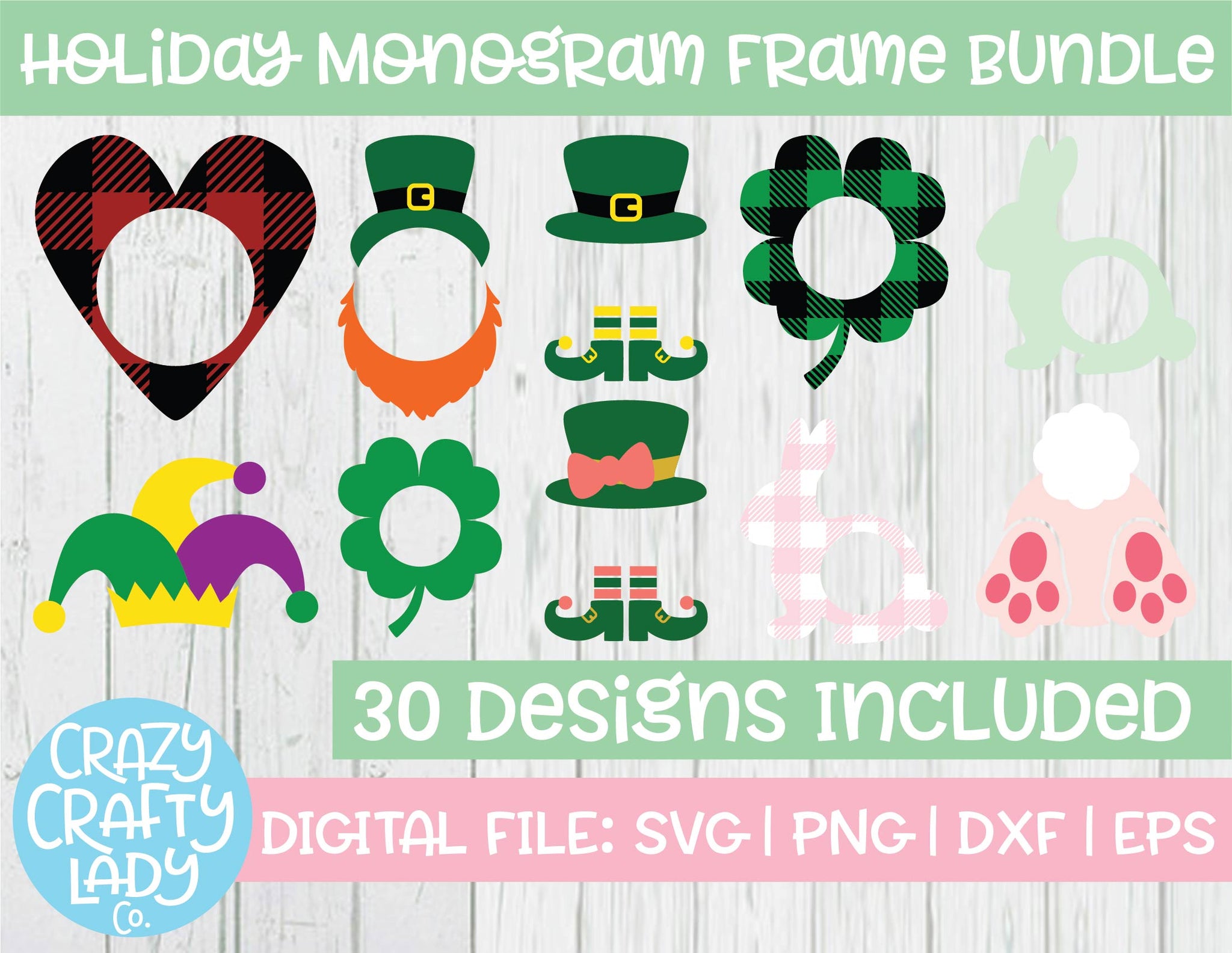 Download Holiday Monogram Frame Svg Cut File Bundle Crazy Crafty Lady Co