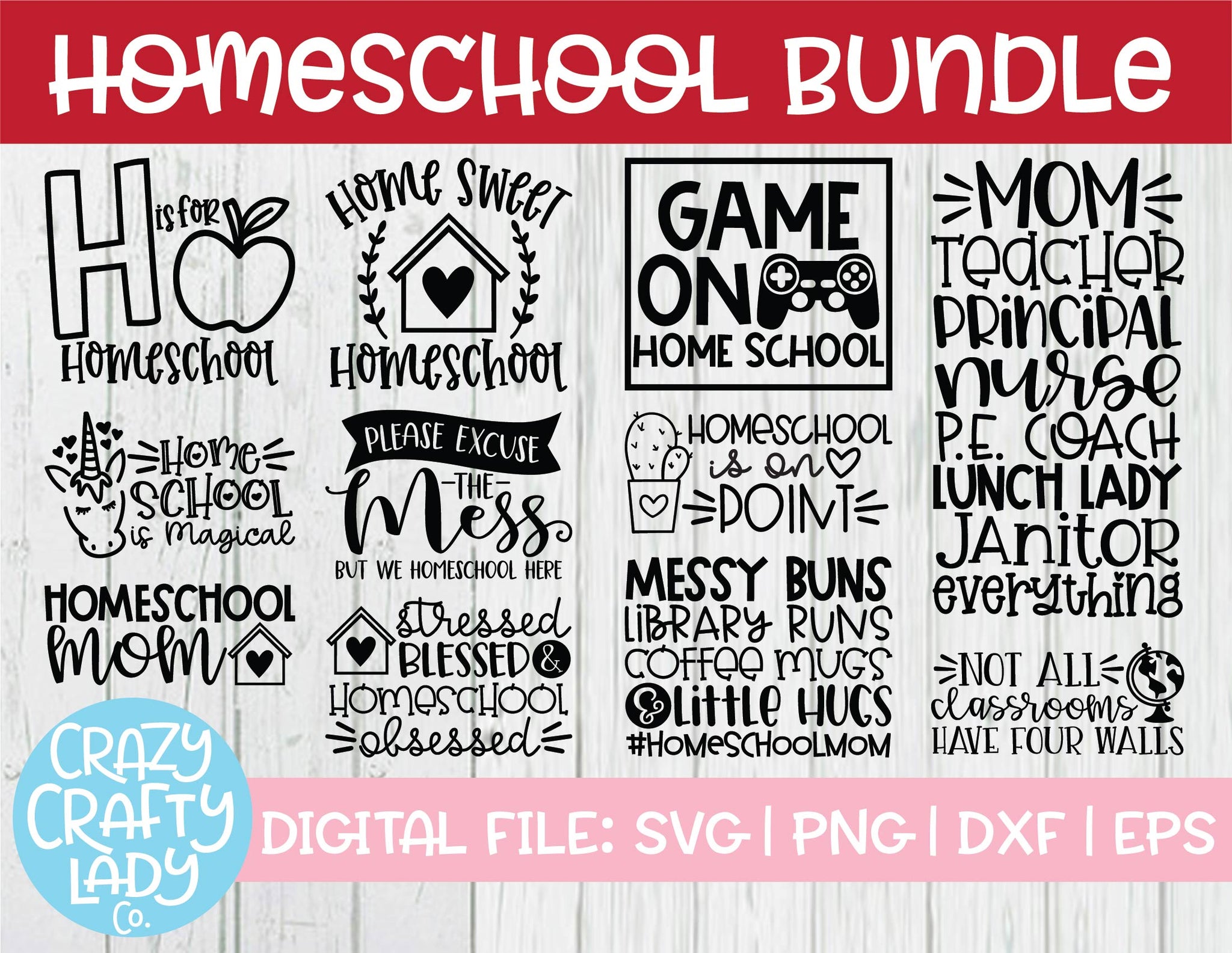 Homeschool Svg Cut File Bundle Crazy Crafty Lady Co