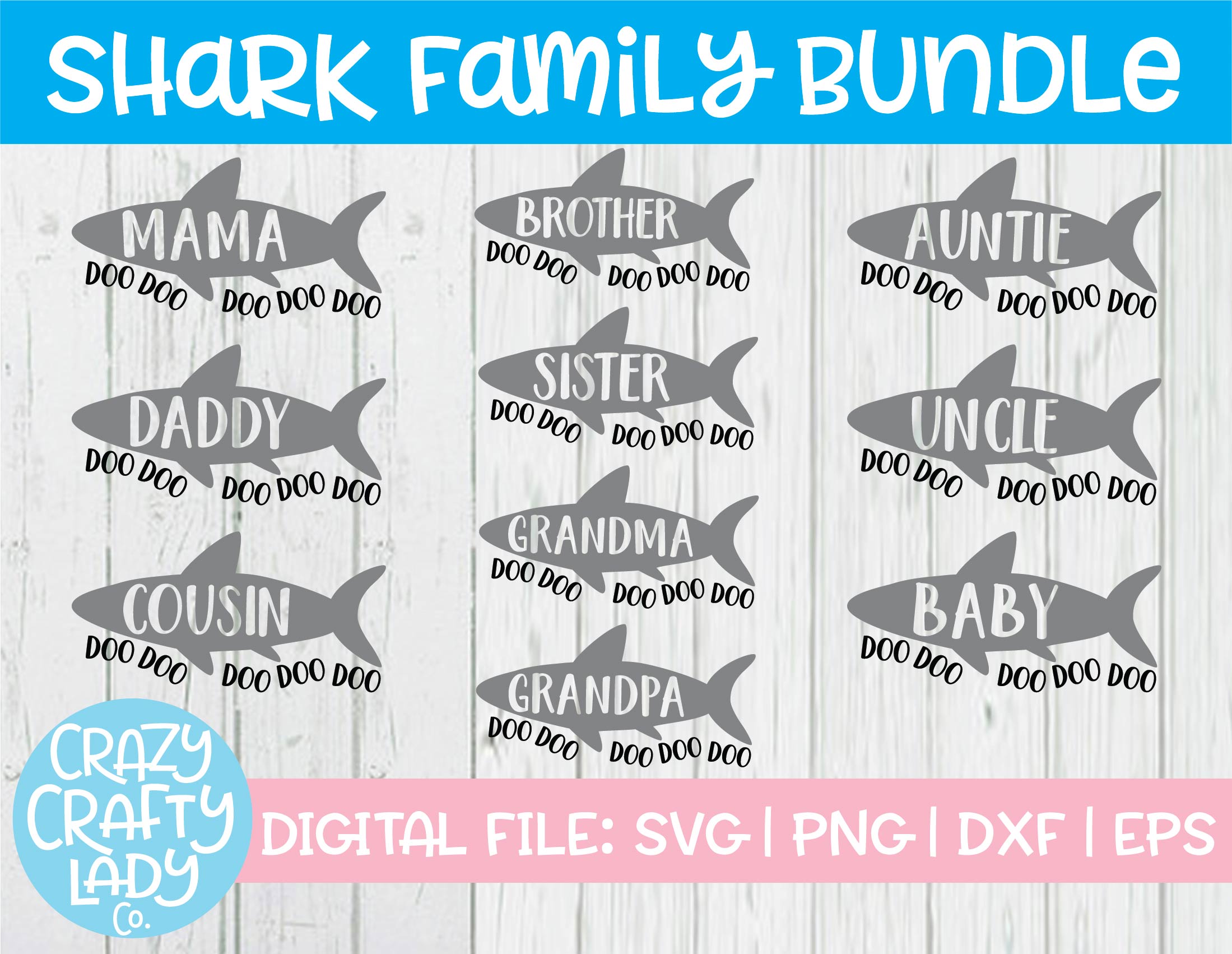 Download Shark Family Svg Cut File Bundle Crazy Crafty Lady Co