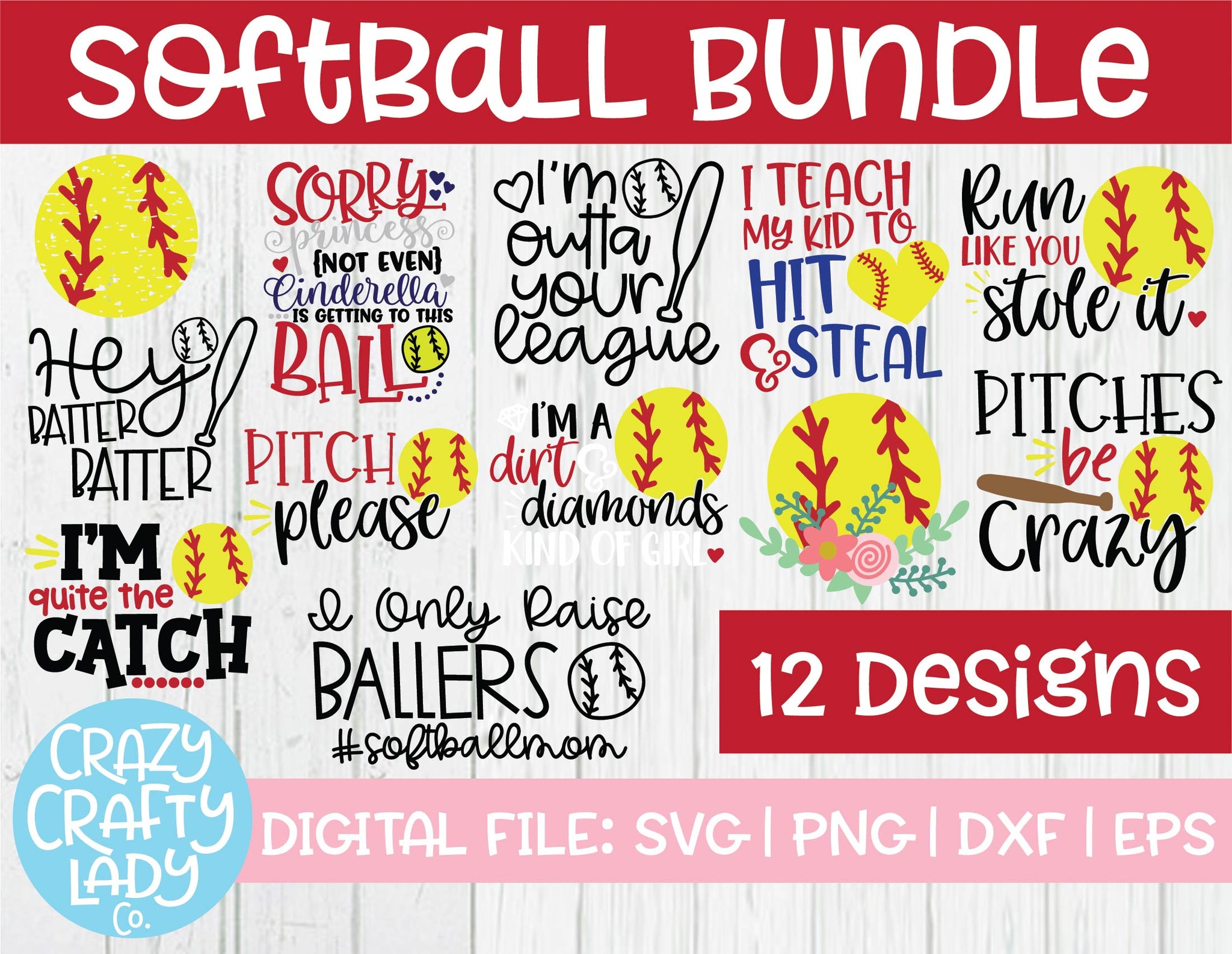 Download Softball Svg Cut File Bundle Crazy Crafty Lady Co PSD Mockup Templates