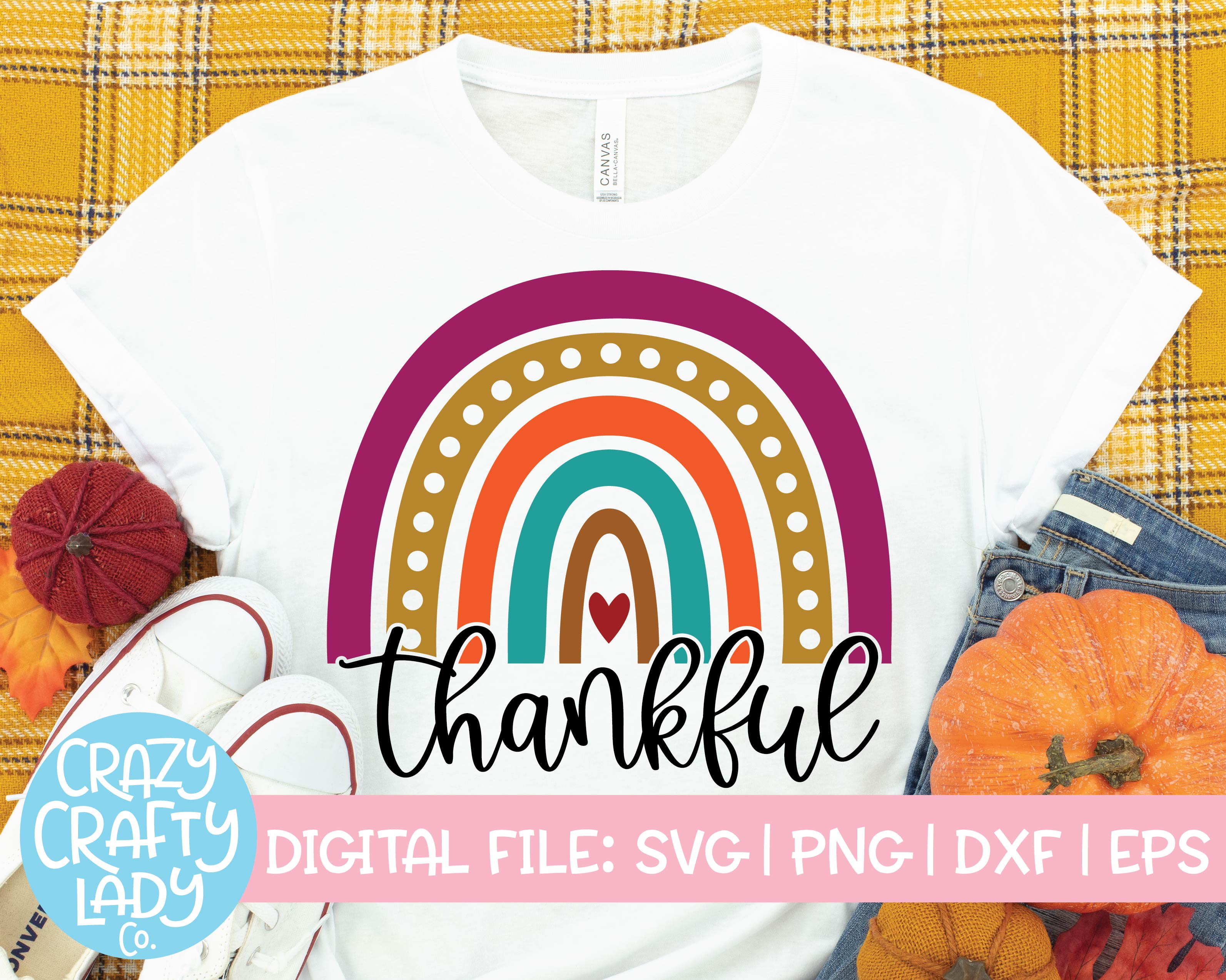 Download Thankful Rainbow Svg Cut File Crazy Crafty Lady Co