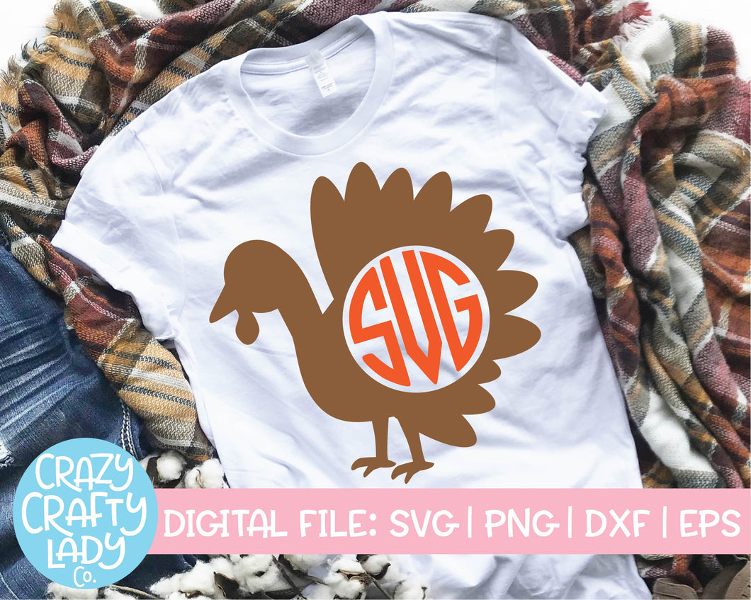 Download Turkey Monogram Frame Svg Cut File Crazy Crafty Lady Co