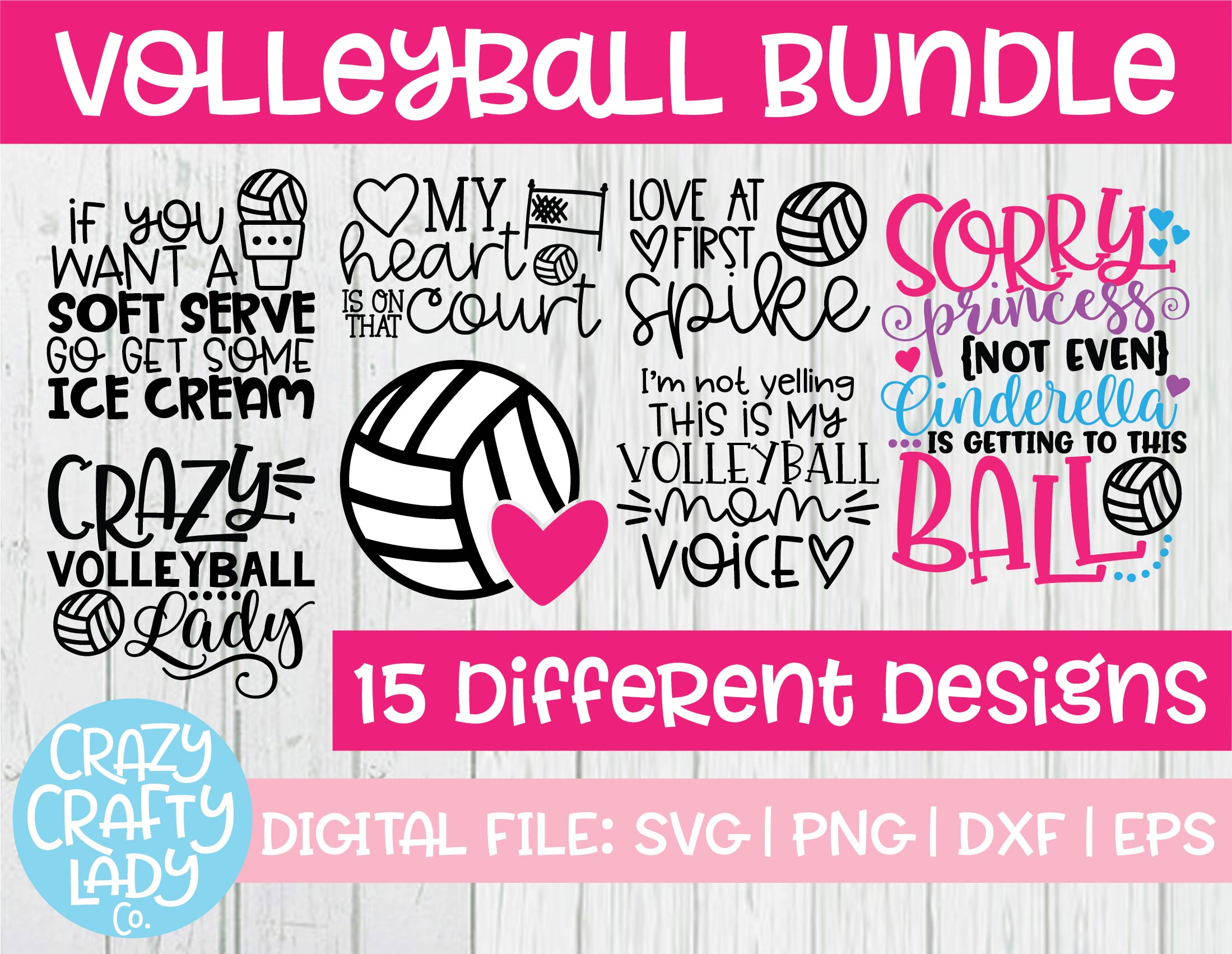 Download Volleyball Svg Cut File Bundle Crazy Crafty Lady Co