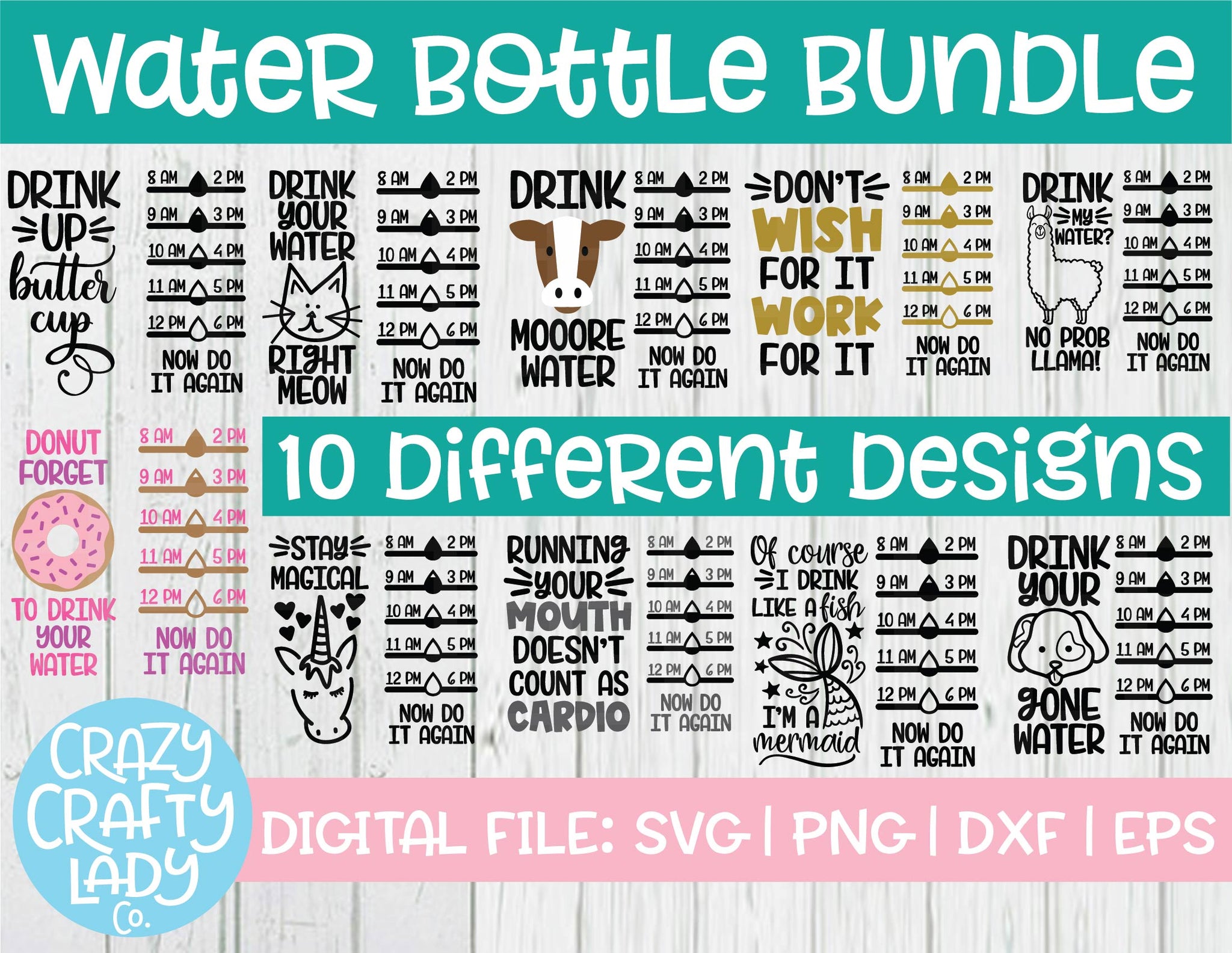 Download Water Bottle Tracker SVG Cut File Bundle - Crazy Crafty ...