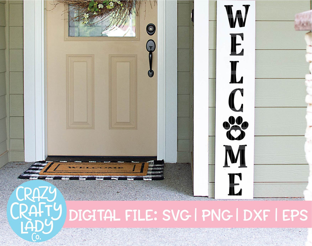 Download Welcome With Paw Print Svg Cut File Crazy Crafty Lady Co SVG, PNG, EPS, DXF File