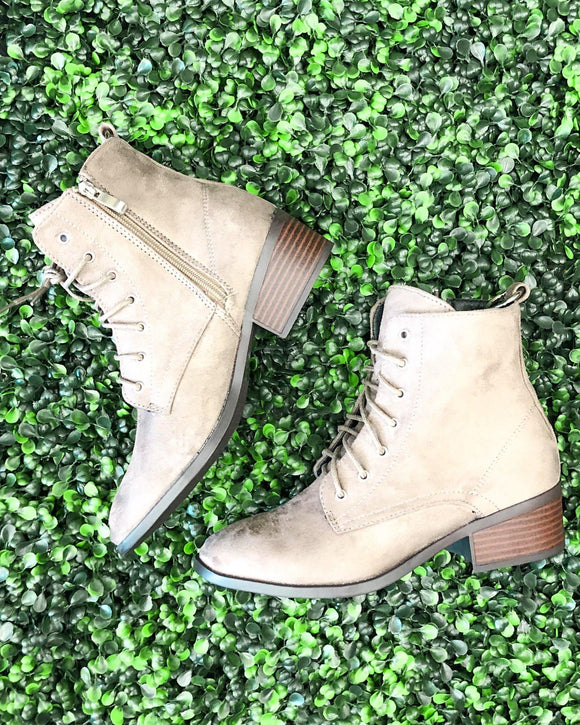 lace up booties low heel