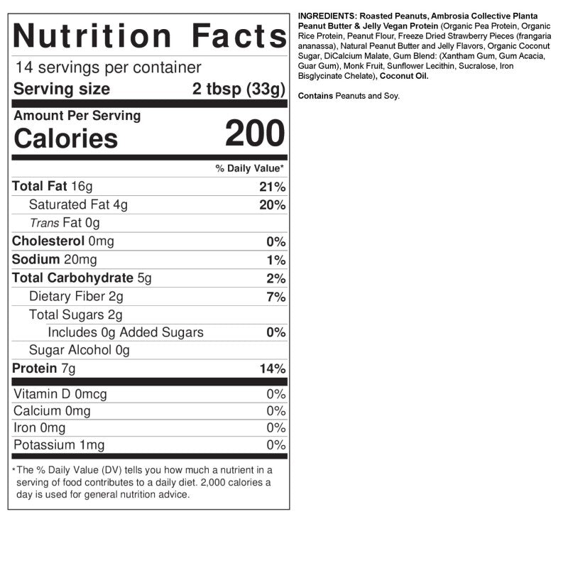 Crunchy Peanut Butter and Jelly Nutrition Facts