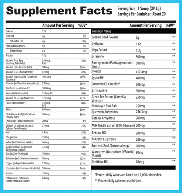 Nuethix Supplement Facts Vanilla