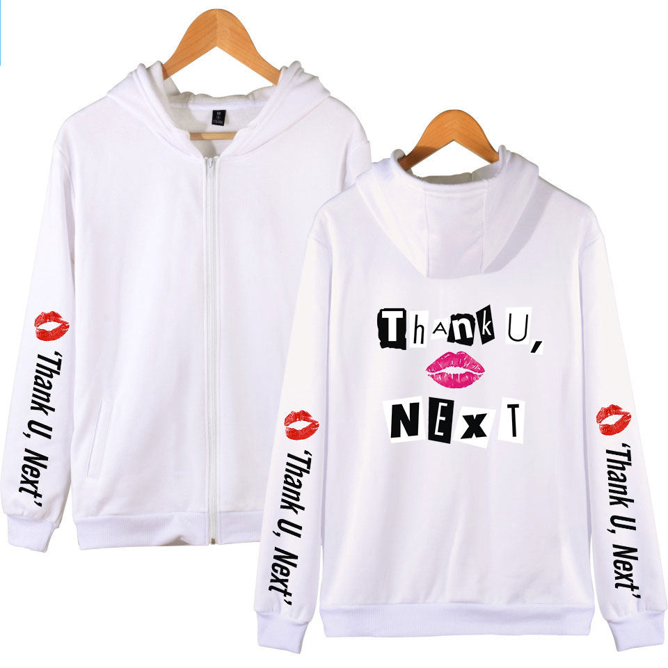 Ariana Grande Thank You Next Letter Printed Zipper Hooded Jacket Yout Sgoodgoods - roblox ariana grande thank you next