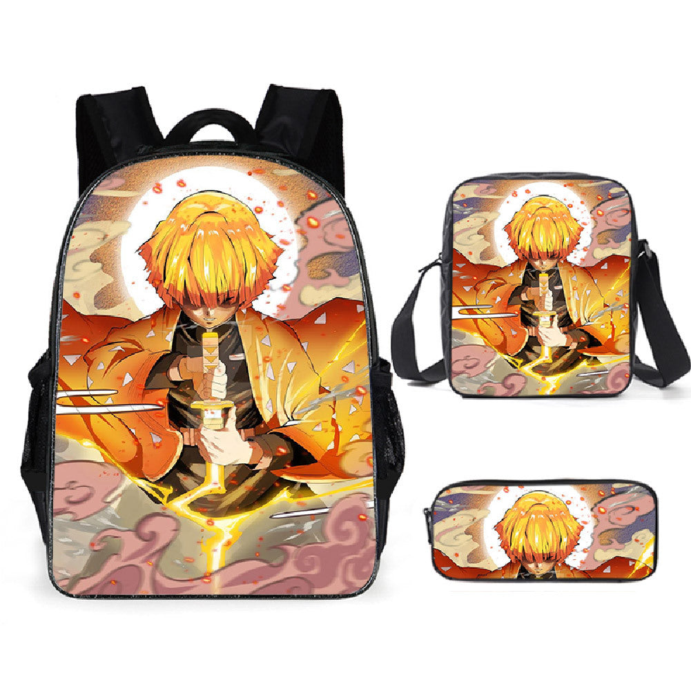 Kimetsu No Yaiba Demon Slayer Agatsuma Zenitsu 3d Printed 3 Pieces Bac Sgoodgoods - roblox students backpack 3d print backpack lunch box bag and pencil bag set