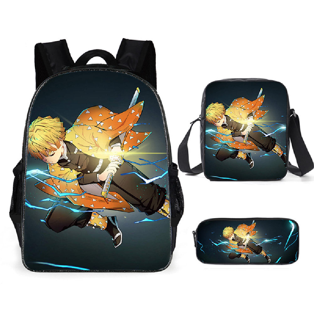 Kimetsu No Yaiba Demon Slayer Agatsuma Zenitsu 3d Printed 3 Pieces Bac Sgoodgoods - roblox students backpack 3d print backpack lunch box bag and pencil bag set