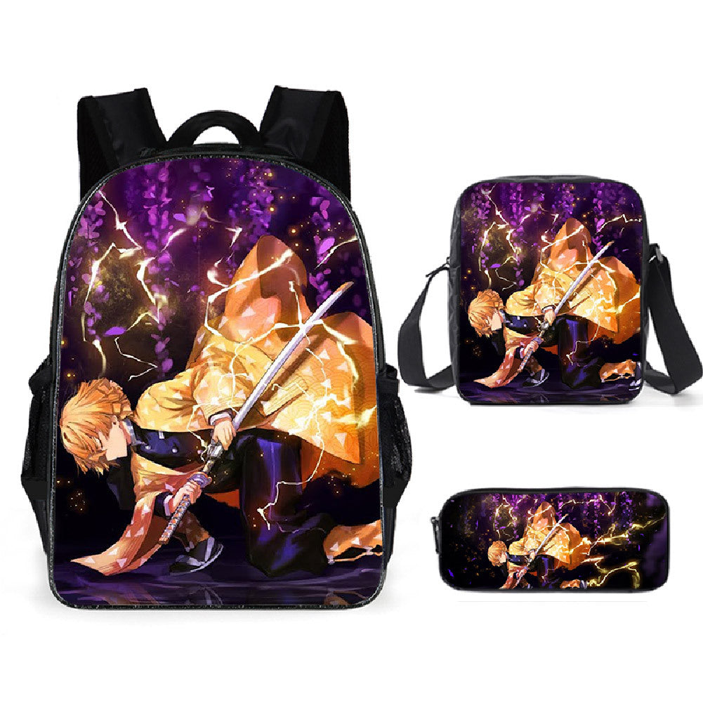 Kimetsu No Yaiba Demon Slayer Agatsuma Zenitsu 3d Printed 3 Pieces Bac Sgoodgoods - roblox students backpack 3d print backpack lunch box bag and pencil bag set