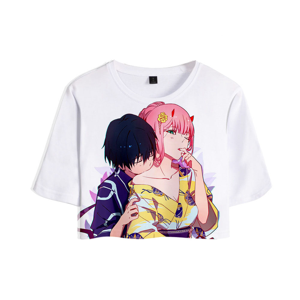 Anime Darling In The Franxx 002 Face Printed Crop Top Shirt For Girls Sgoodgoods - darling in the franxx shirt roblox