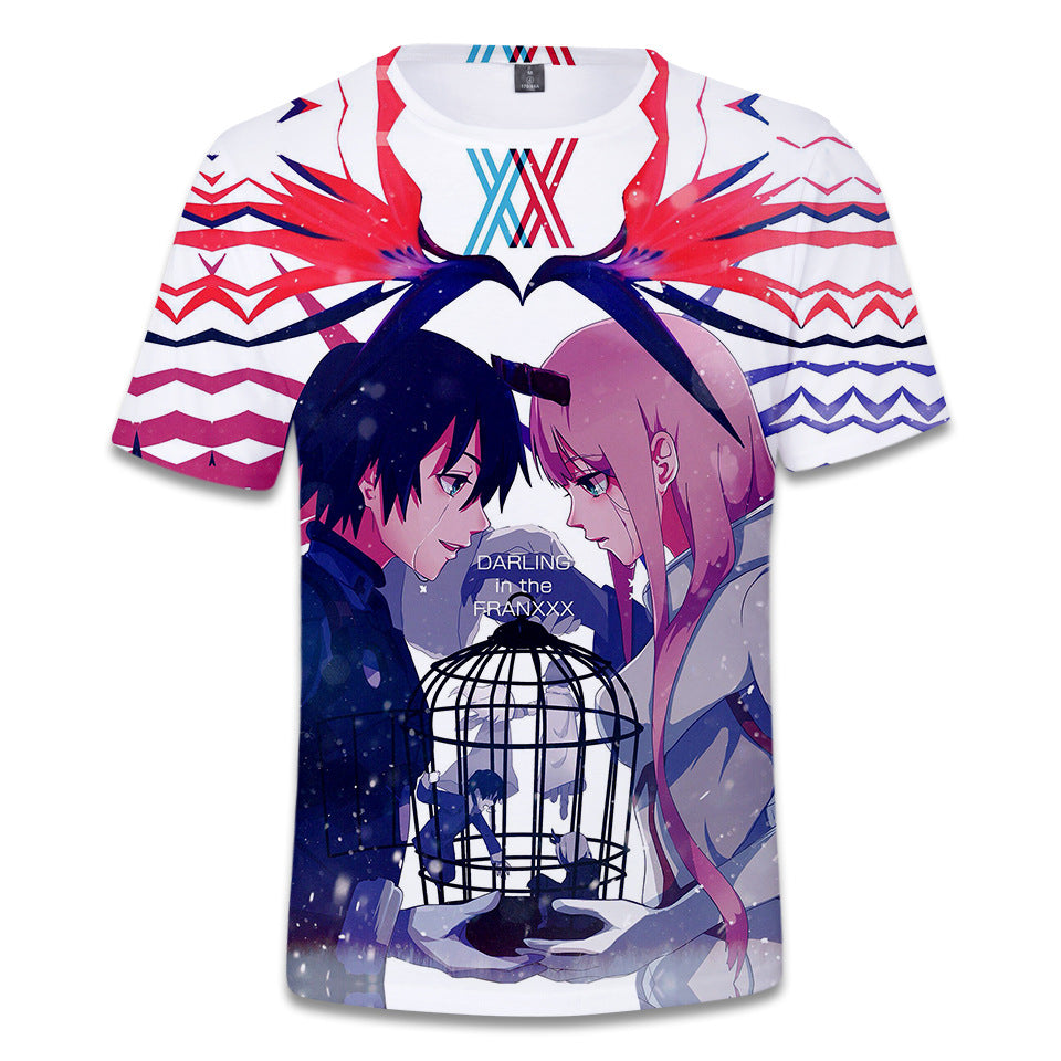 Anime Darling In The Franxx 002 Zero Two And 016 Hiro Print Shirt Shor Sgoodgoods - darling in the franxx shirt roblox