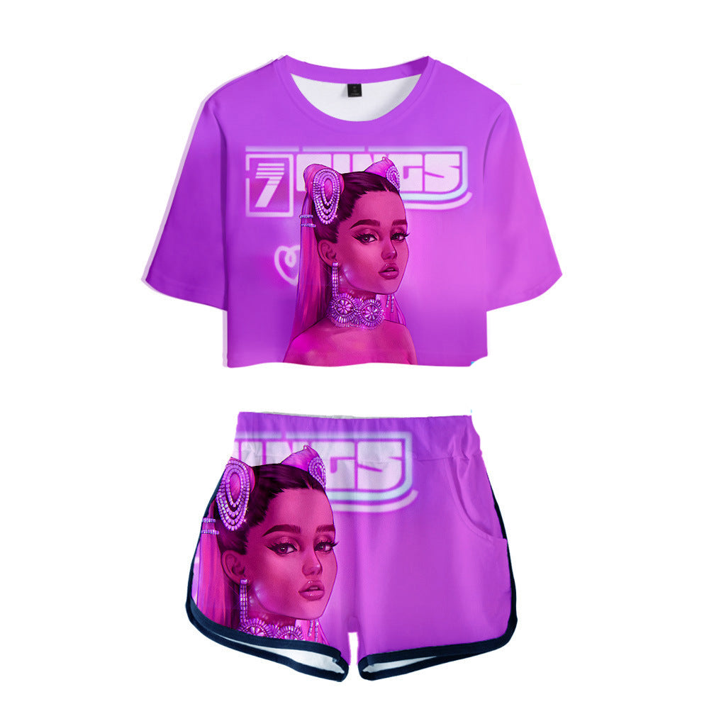 Ariana Grande 3d Printed 2 Pieces Crop Top Shirt And Shorts Set Sgoodgoods - ariana grande roblox clothes