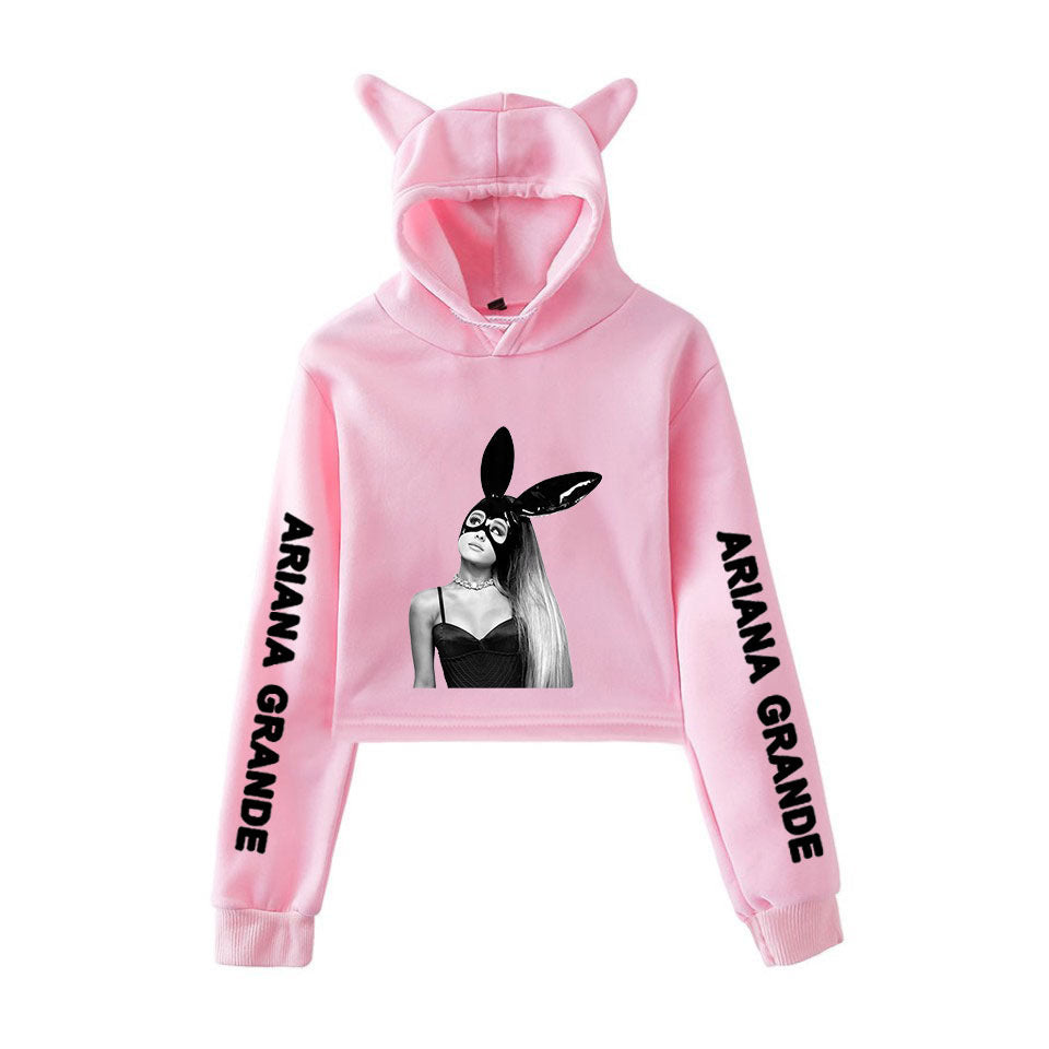 Ariana Grande Cat Ear Hooded Crop Top Girls Women Hoodie – SGoodGoods