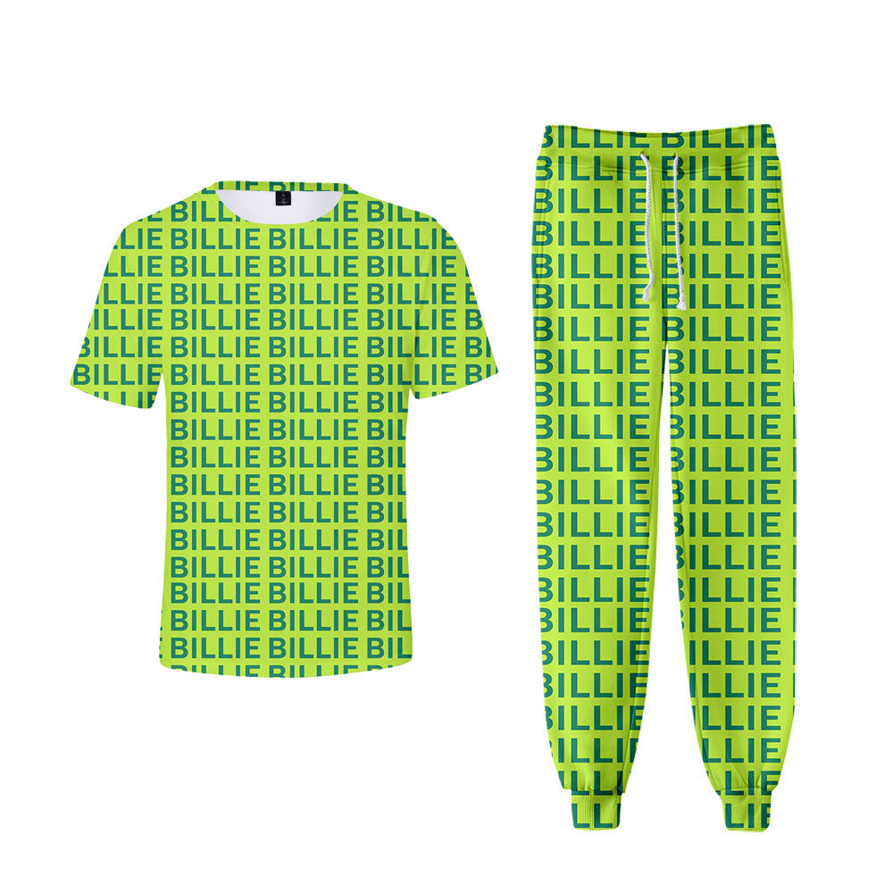 Billie Eilish Blohsh Print Green T Shirt And Jogger Pants Set Pajamas Sgoodgoods - billie eilish t shirt roblox