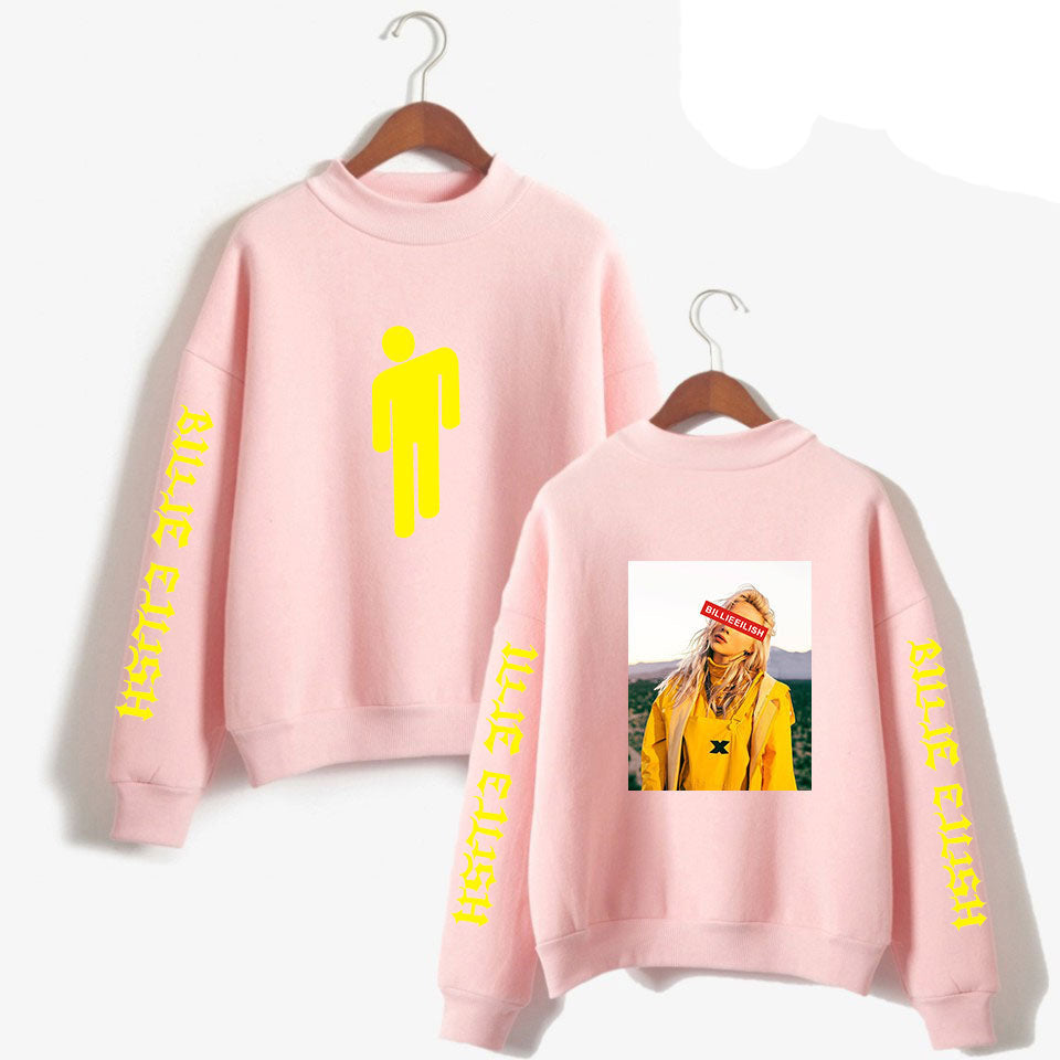 Billie Eilish Yellow Letter Printed Sweatshirt Roundneck Long Sleeves Sgoodgoods - billie eilish roblox shirt