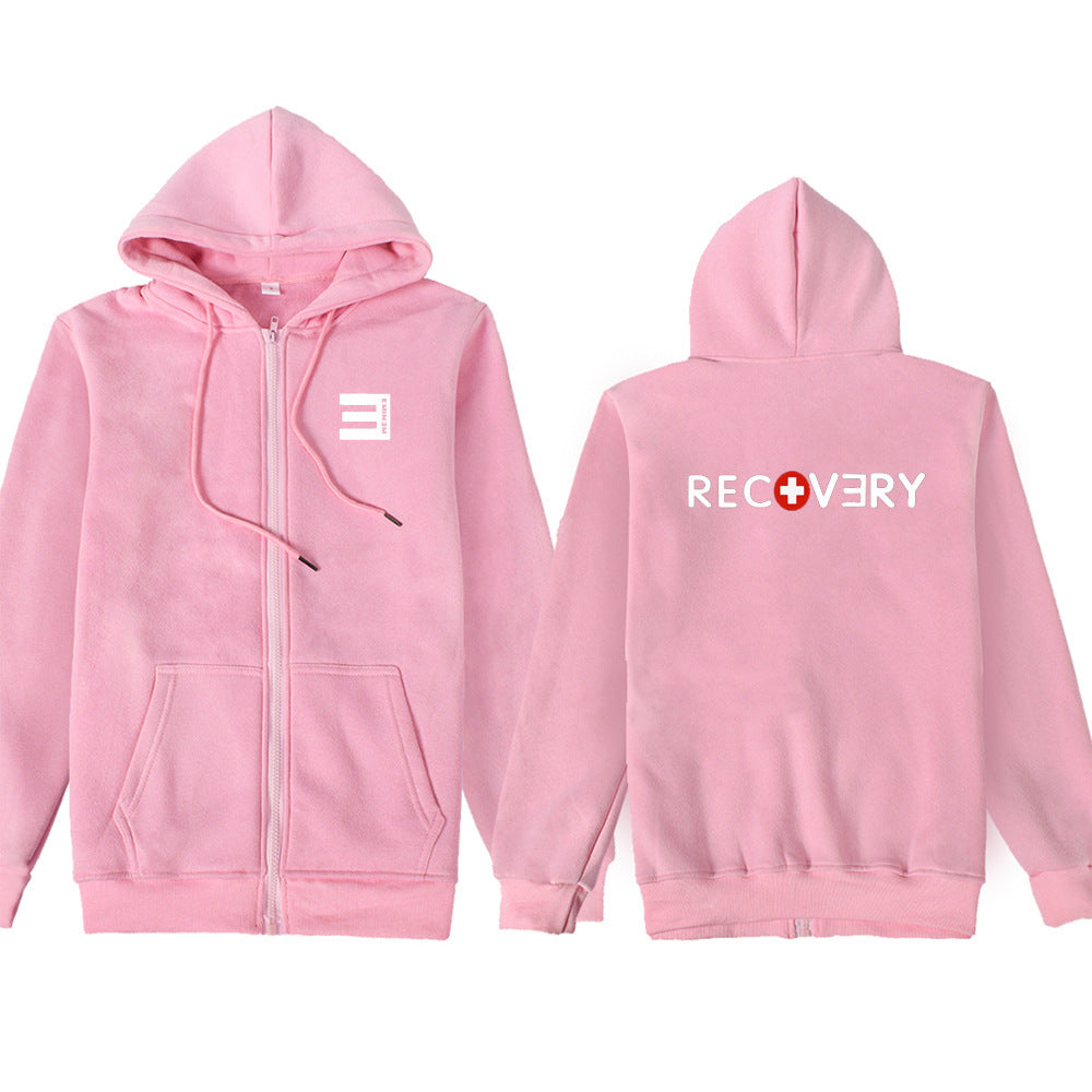 Eminem Plain Text Hoodie Recovery Printed Hooded Zip Up Jacket Sgoodgoods 0875