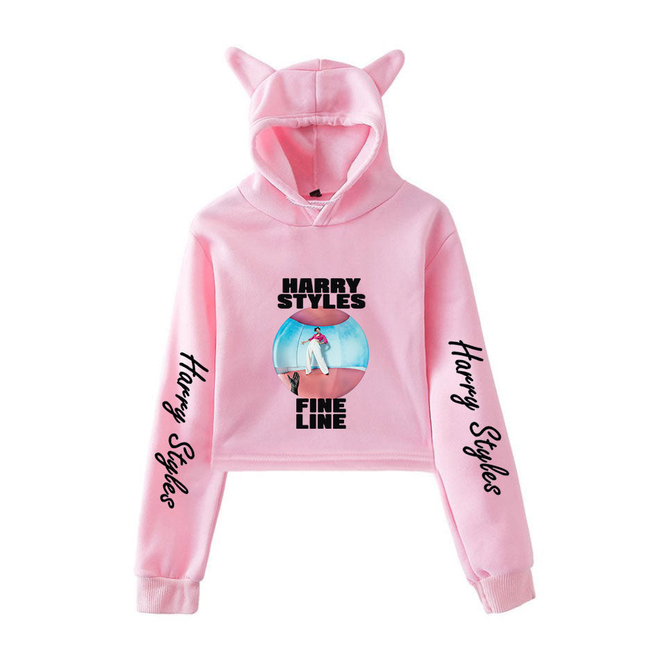 Harry Styles Fine Line Crop Top Shirt Cat Ear Hooded Pullover Hoodie Sgoodgoods - 7 red lines crop top roblox hoodie roblox roblox shirt roblox codes