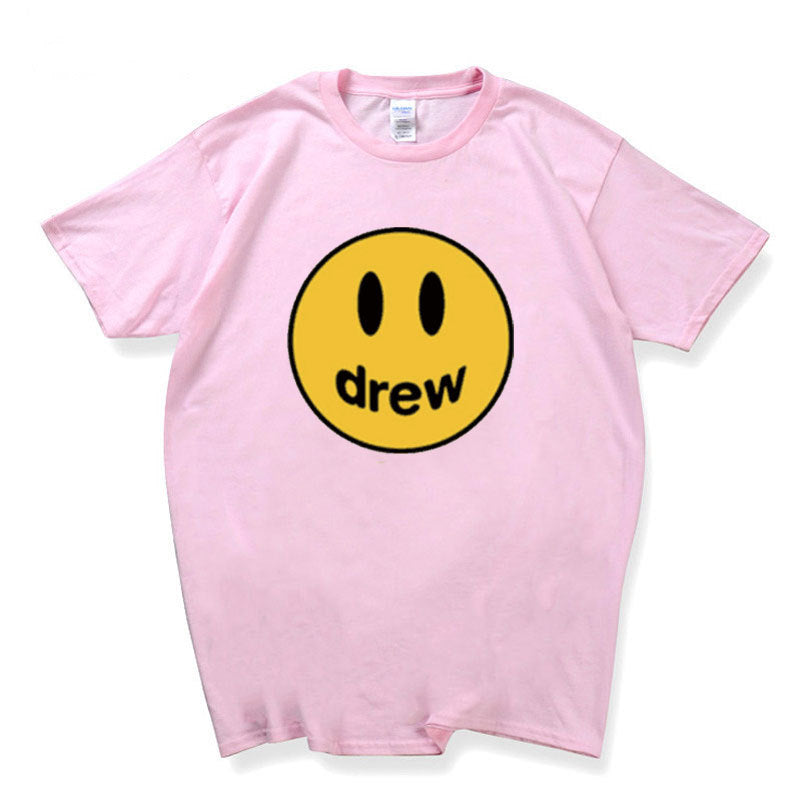 Justin Bieber Drew House Smiley Face Print Short Sleeve T Shirt Unisex Sgoodgoods - justin bieber face roblox