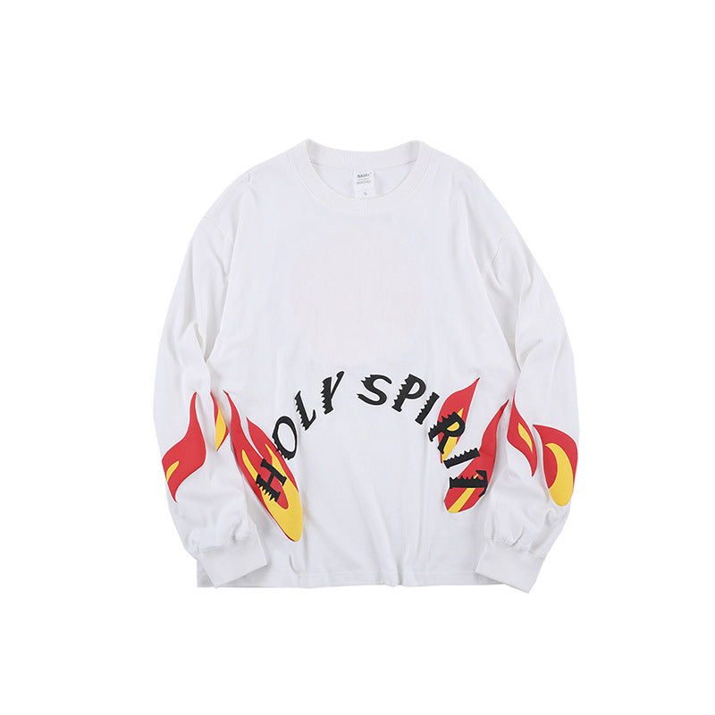 Kanye West Holy Spirit Flame Print Sweatshirt Long Sleeve Sgoodgoods - halloween spirit crop roblox