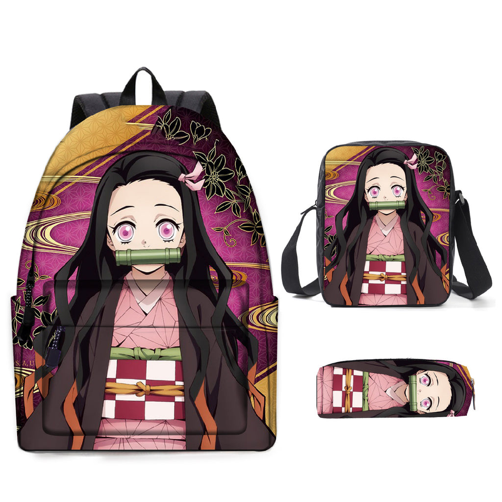 Kimetsu no Yaiba Demon Slayer 3D Printed 3 Pieces Backpack Lunch Box a ...