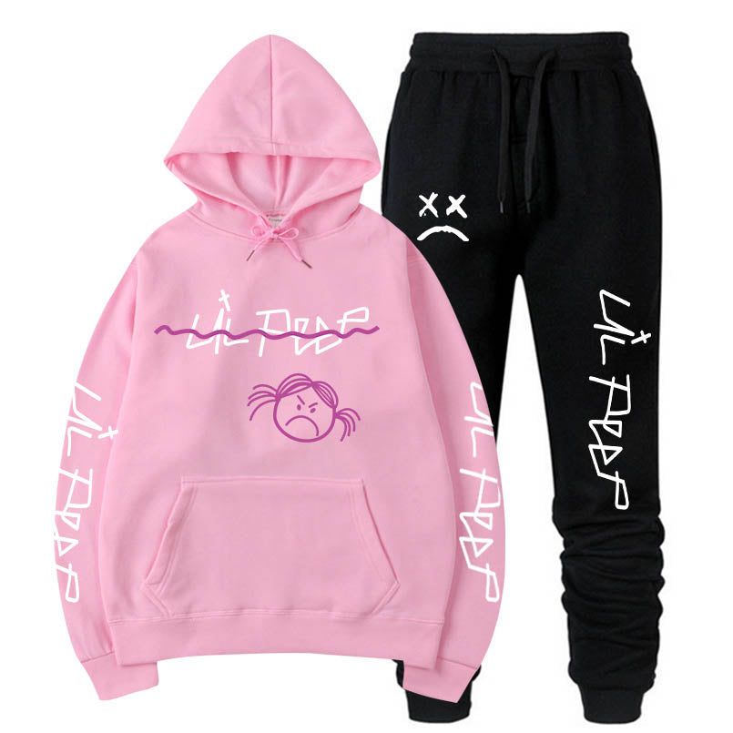 Lil Peep 2 Pieces Hoodie And Jogger Pants Set Unisex Casual Sweatshirt Sgoodgoods - lilrobloxxmerchandise