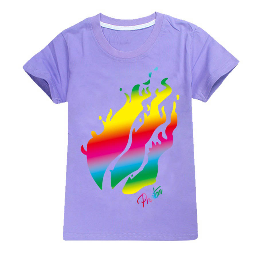 Prestonplayz Rainbow Flame Kids Youth Tee Summer Cotton Short Sleeve T Sgoodgoods - 2019 new summer top roblox children short sleeve fortnight t